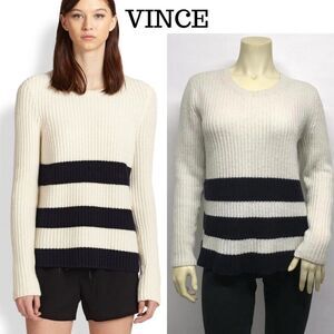 VINCE Wool Cashmere STRIPED Sweater L Chest 44"